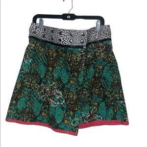 Zand Amsterdam Womens One Size Wrap Skirt Reversible Print Snap Adjustable